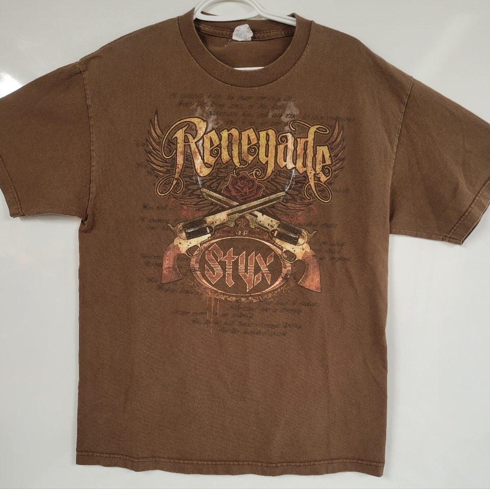 Styx Renegade Brown Band Tee North American Tour Alstyle Y2K T-Shirt, Large